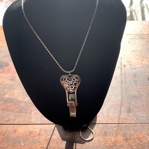 Floating Heart Badge Clip Necklace